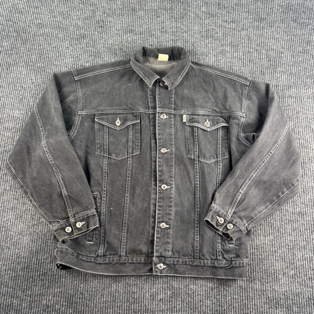 Delf Denim Jacket Men 50 XL Gray Black Trucker Streetwear Vintage Y2K USA